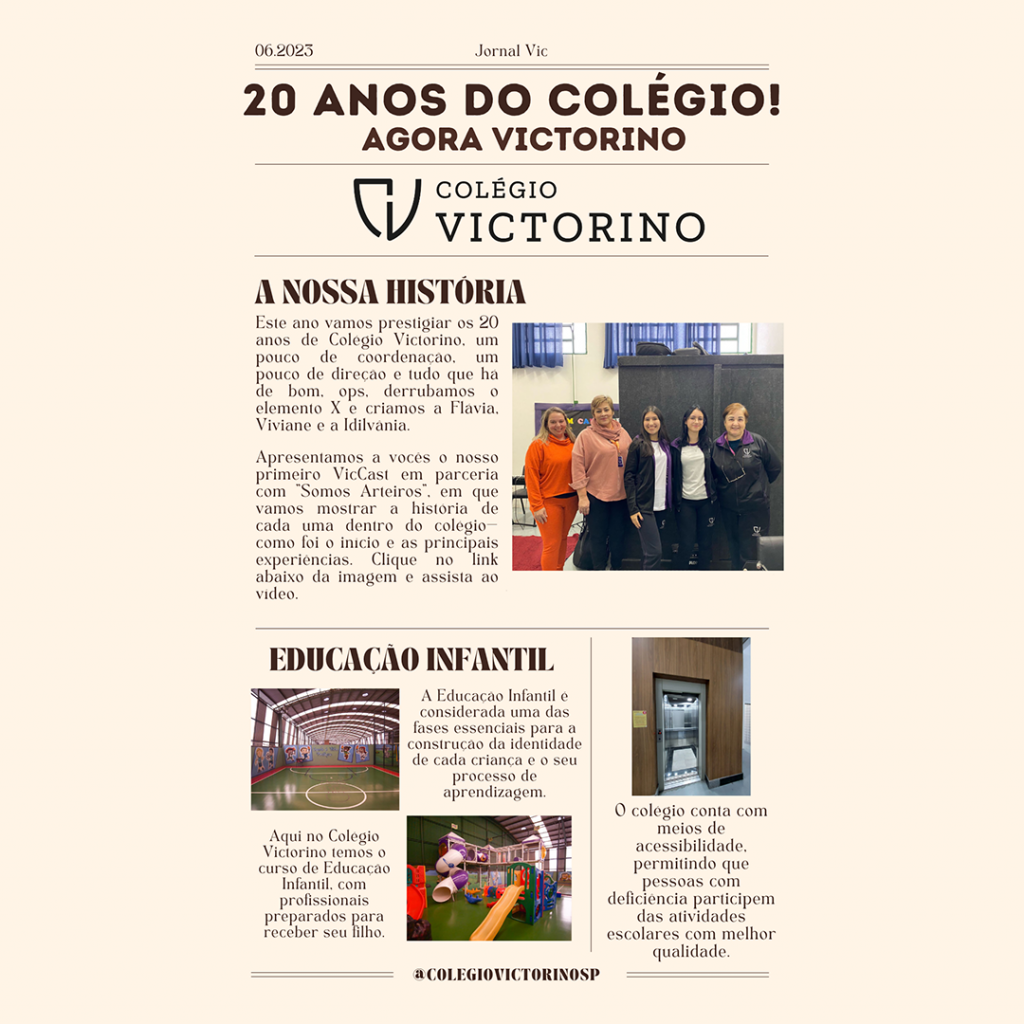VideoCast Jornal VIC EP01 – 20 Anos de Colégio Victorino!